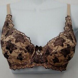 Unlined Underwire Support Bra with Embroidery